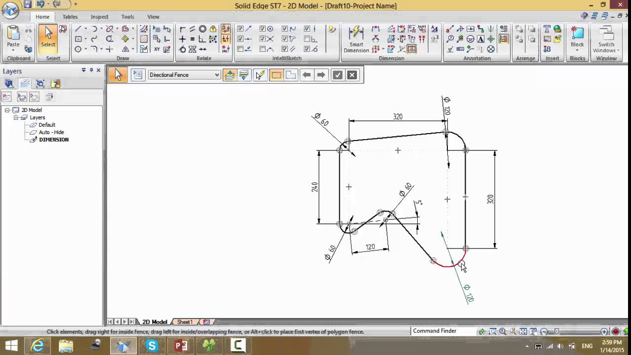 Phần mềm Solid Edge: Vẽ phác họa biên dạng 2D - Phần 2