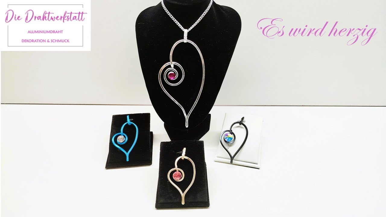 Herz Kettenanhänger aus Aluminiumdraht / DIY /  Schmuckstück handgefertigt/ Wire heart / Geschenk