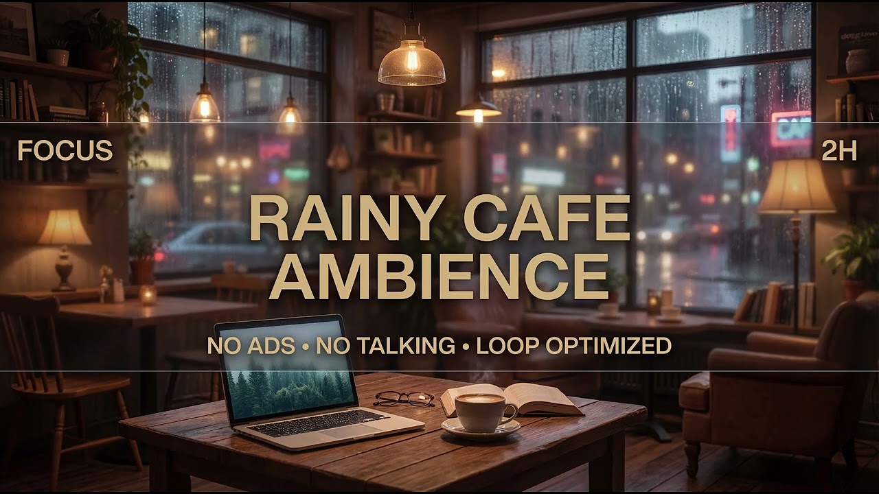 [2H] RAINY CAFE AMBIENCE | 빗소리 카페 ■ 집중 환경