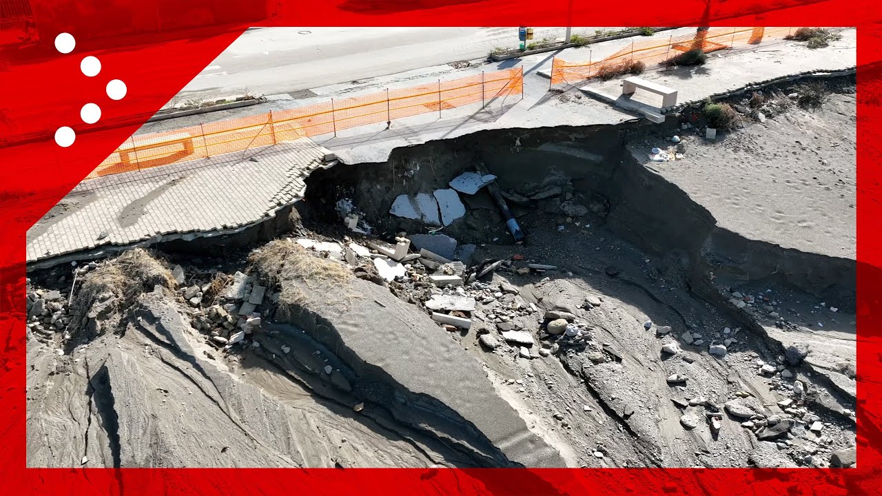 Alluvione a Barcellona Pozzo di Gotto, il drone in volo sui danni, frane ed erosione