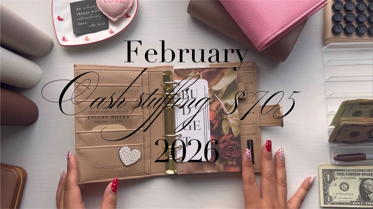 Feb 2026❤️ Cash stuffing| $705| Completing savings challenge! #cashstuffing #budgetbinder #savings