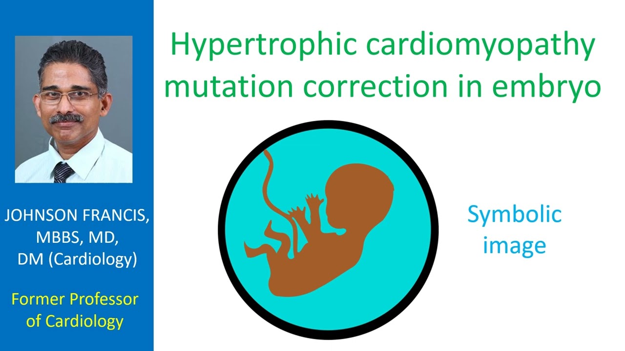 Hypertrophic cardiomyopathy mutation correction in embryo