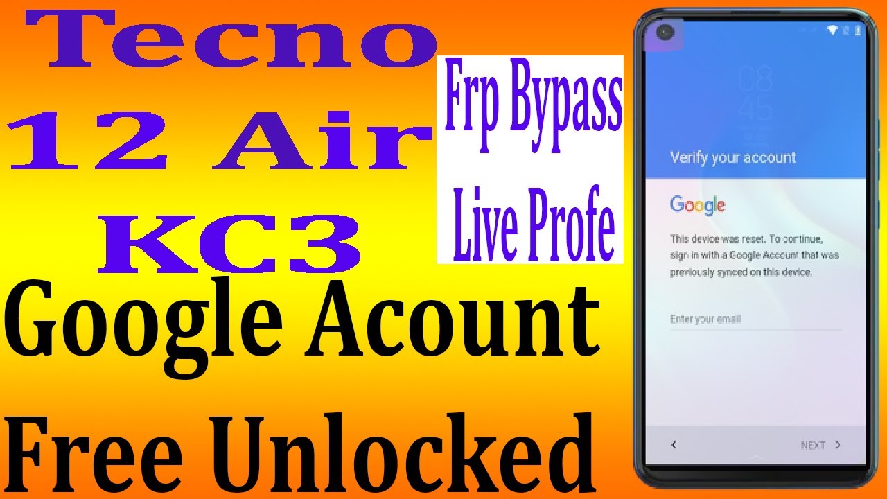 Tecno Camon 12 Air Frp Bypass l Tecno Kc3 Frp Bypass l Tecno Kc3 Google Account Unlock Without PC