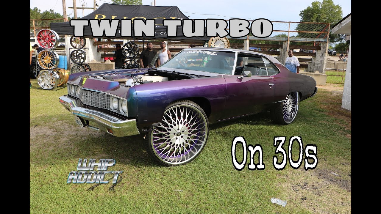 WhipAddict: Twin Turbo LSX 73' Impala Sports Coupe on DUB 30s Hits The Track