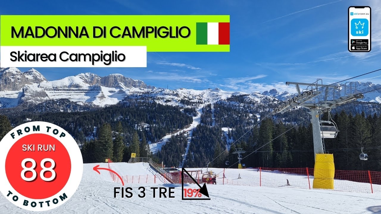 Madonna di Campiglio Italy / ski run 88 - FIS 3 TRE, from top to bottom