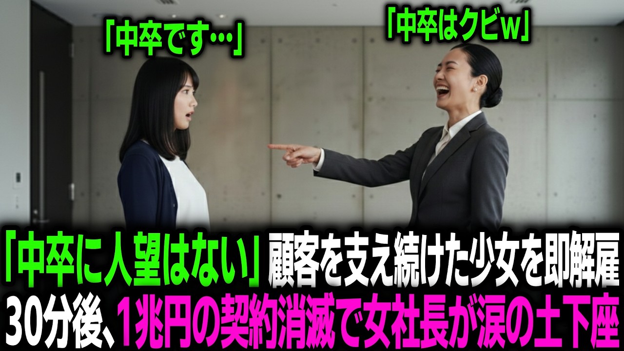 「中卒に“人望”はない」裏方で顧客を支え続けた少女を切った女社長、30分で会社孤立！