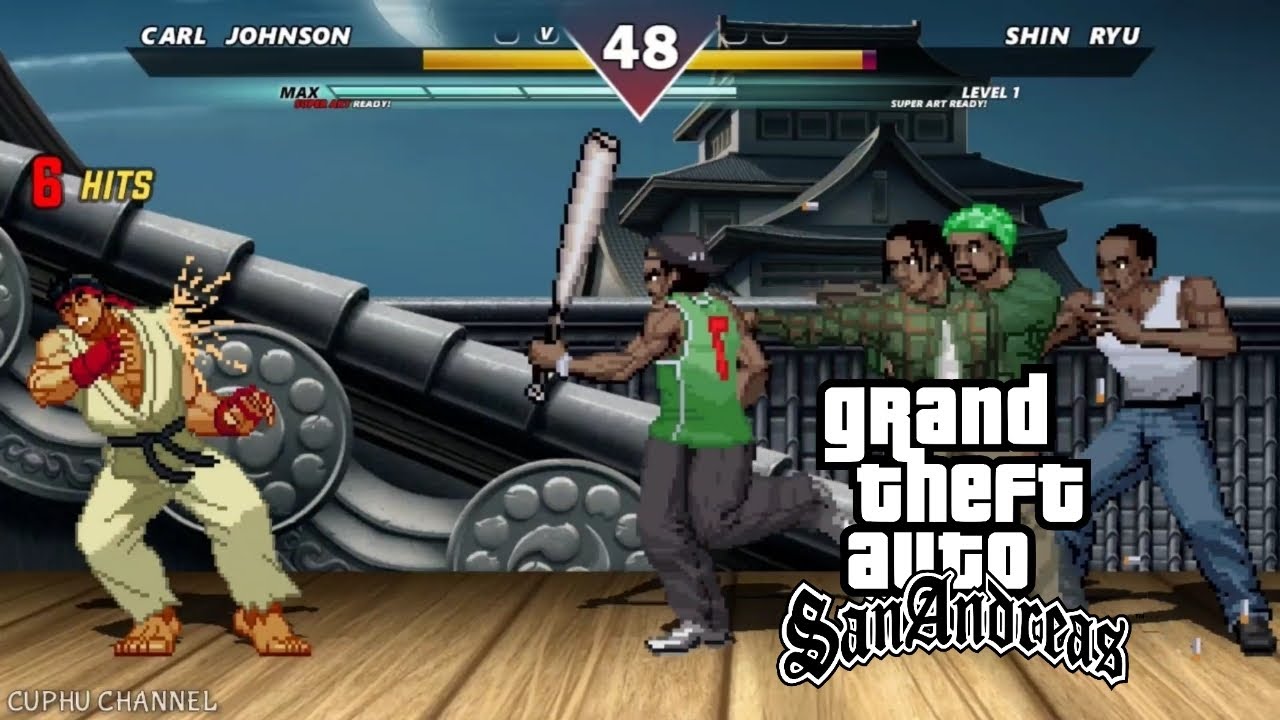 CJ (GTA SA) vs SHIN RYU - HIGH LEVEL INSANE EPIC FIGHT! Mugen Street Fighter