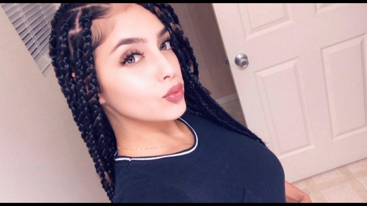 DIY BOX BRAIDS ON STRAIGHT HAIR | RUBBER BAND METHOD