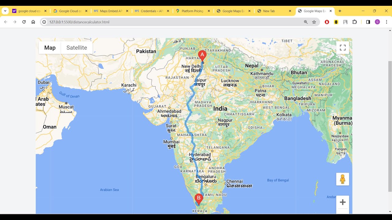 Javascript Directions & Distance Matrix API Project in Hindi to Calculate Routes & Distance in Maps