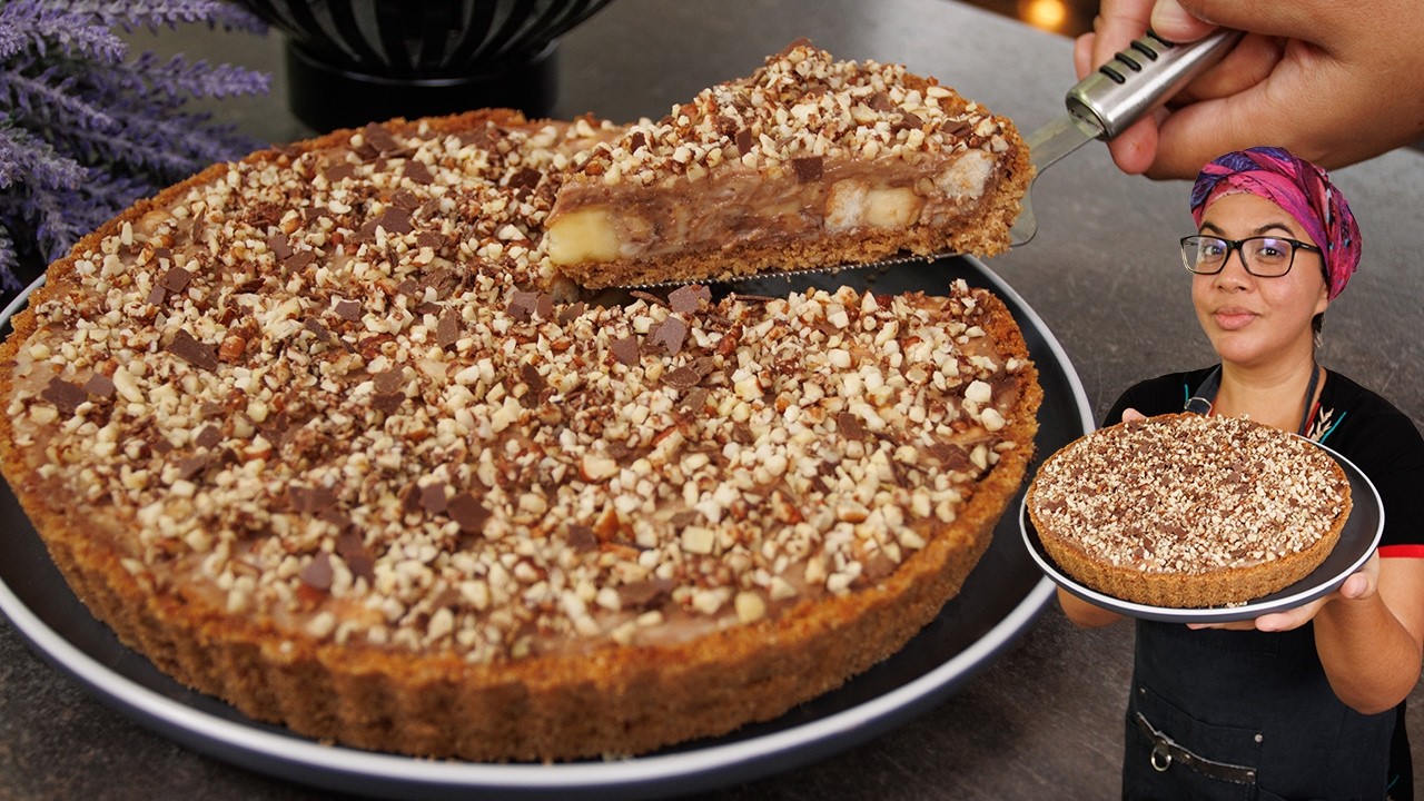 Pay de plátano y crema, postre frío 🥧🍌