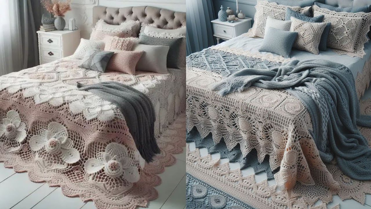 Stunning and stylish crochet bedsheets granny square crochet bedroom decorative designs ideas 