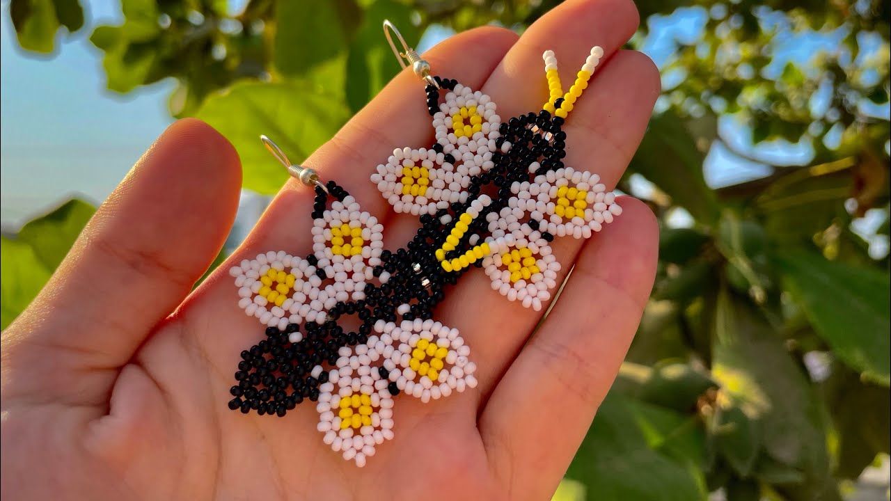 Aretes en mostacilla Mariposa