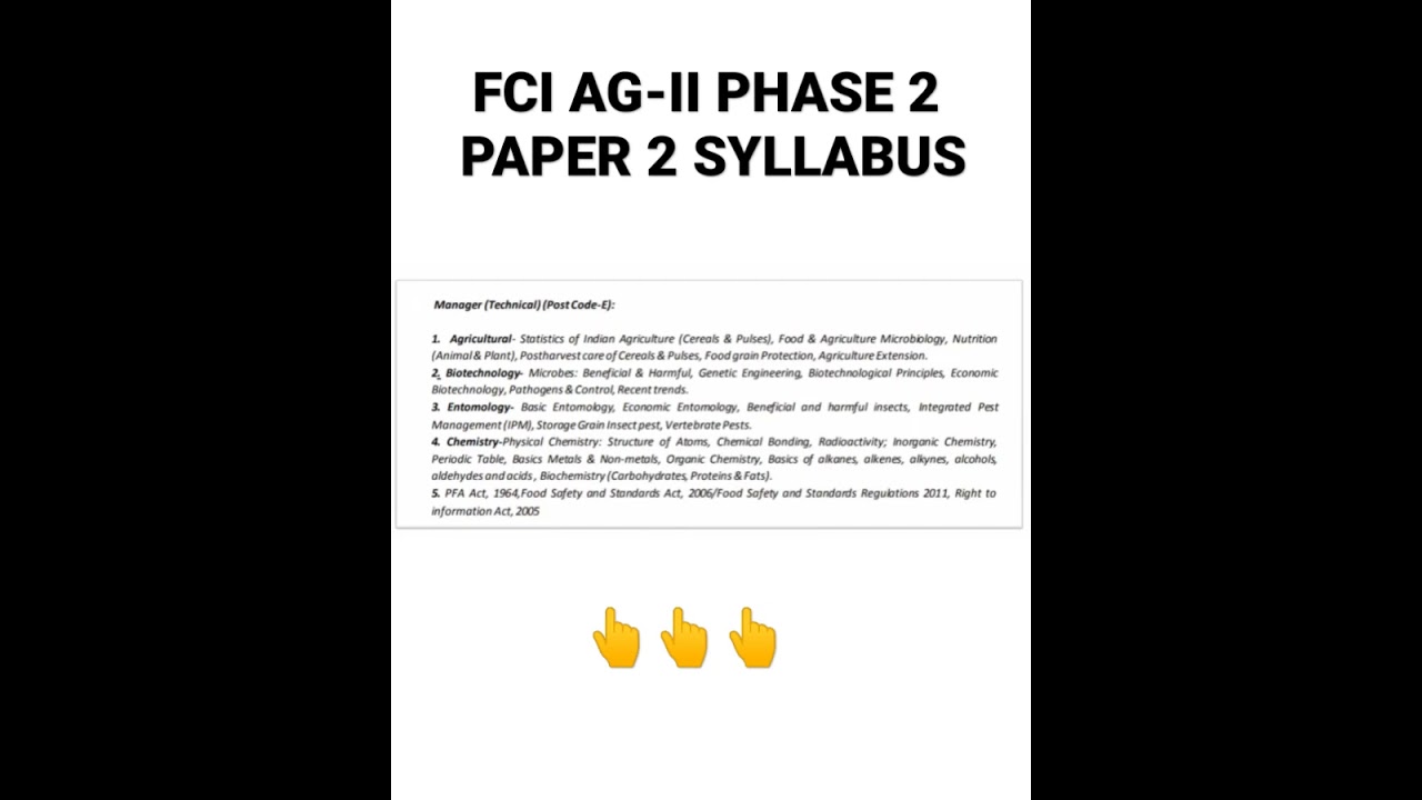 FCI AG-II PHASE-II (PAPER-2) SYLLABUS 👆👆👆 #FCI #FCIAG2 #agriculture #fcirecruitement2022