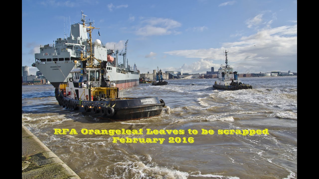 RFA Orangeleaf leaves Birkenhead Docks.