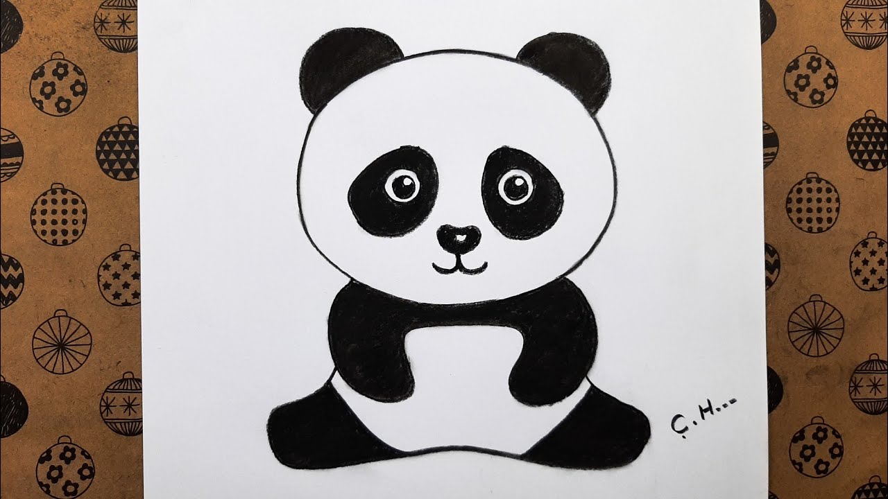 Çok Kolay Sevimli Bir Panda Resmi Adım Adım Nasıl Çizilir, Çizim Hobimiz, Easy Cute Panda Drawing