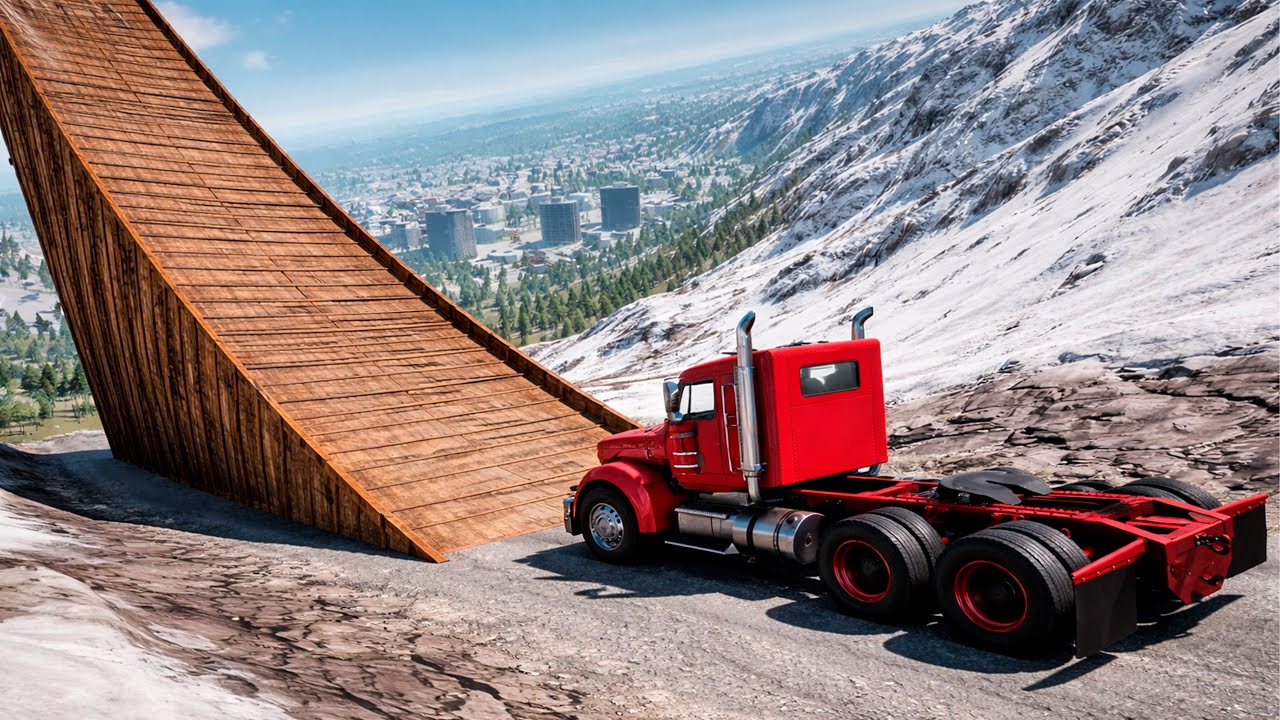 1BEAMNG - Cars, trucks vs Ramps, Bulge