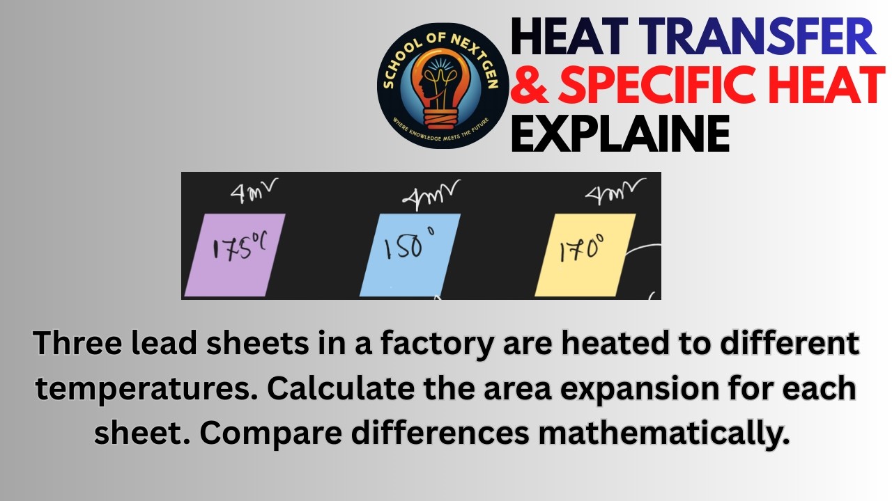 Three lead sheets in a factory are heated to different temperatures. Calculate the area expansion