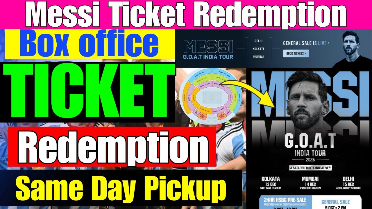 Messi Ticket Redemption Starts on 7th Dec.Kolkata,Hyd,Mumbai,Delhi Boxoffice Update.Matchday Pickup