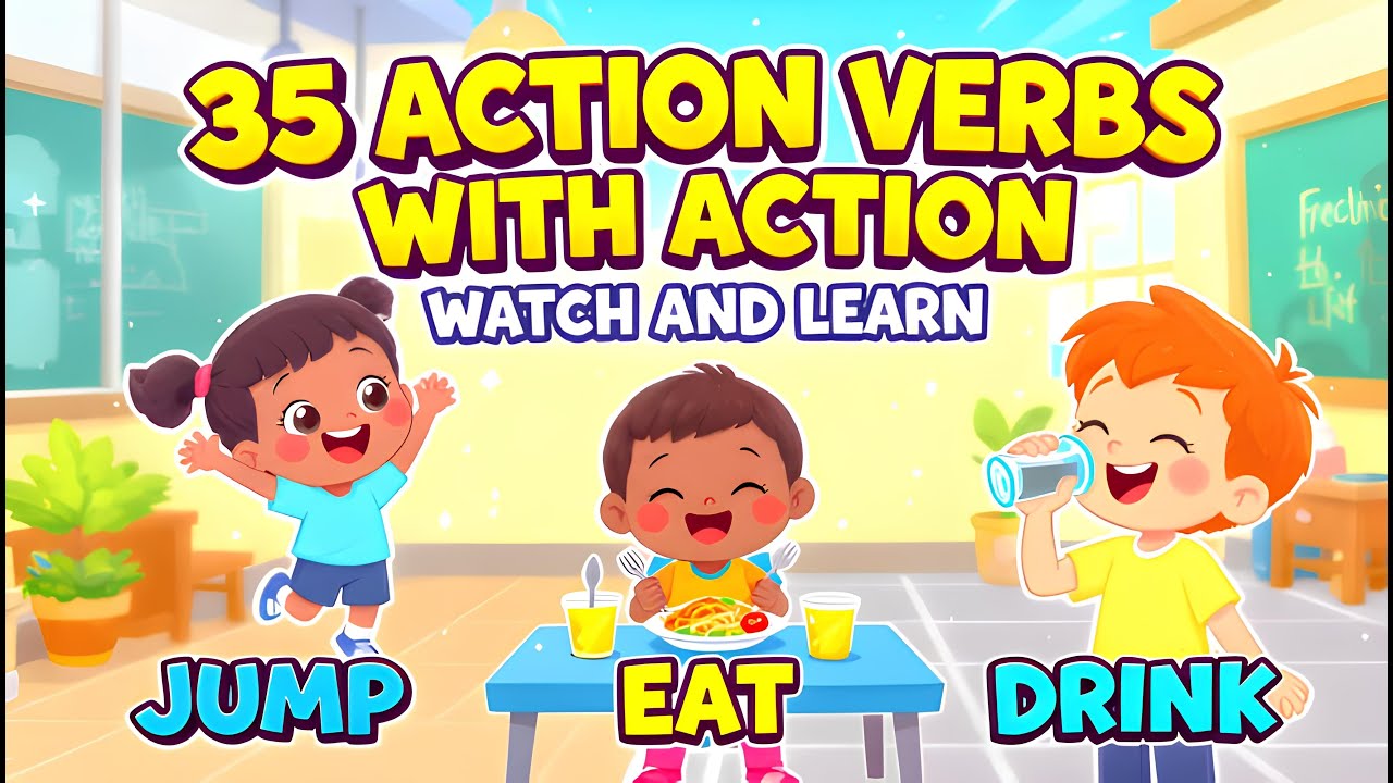 35 Action Words🕴️🕺🤾 | Learn English  | Action Verbs 