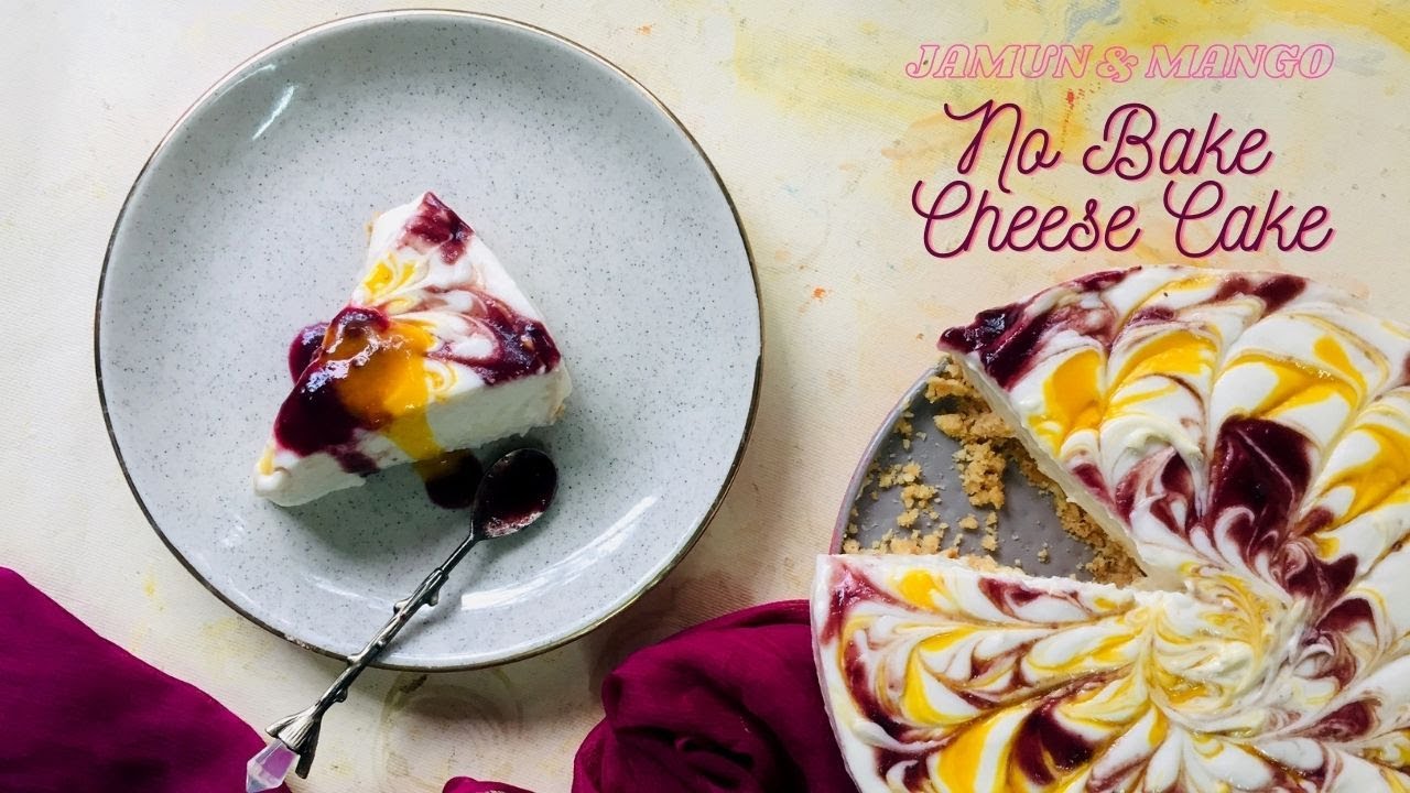 Jamun And Mango No Bake Cheese Cake | Eggless No Bake Cheese Cake | How To Make Eggless Cheese Cake