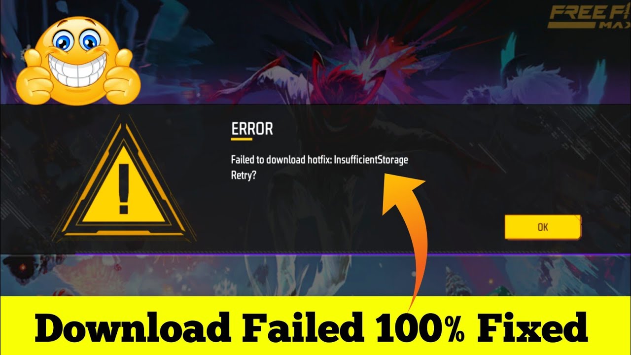 ERROR Failed to download hotfix: InsufficientStorage Retry Problem Solve ✅