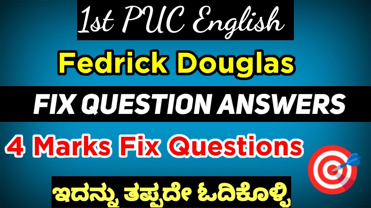 1st PUC Fredrick douglas Important Question Answers For Annual Exam 2026 kseab Mother's Death