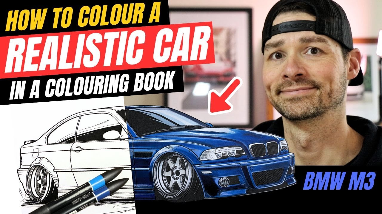 From Coloring Book to Realistic Car Drawing BMW M3