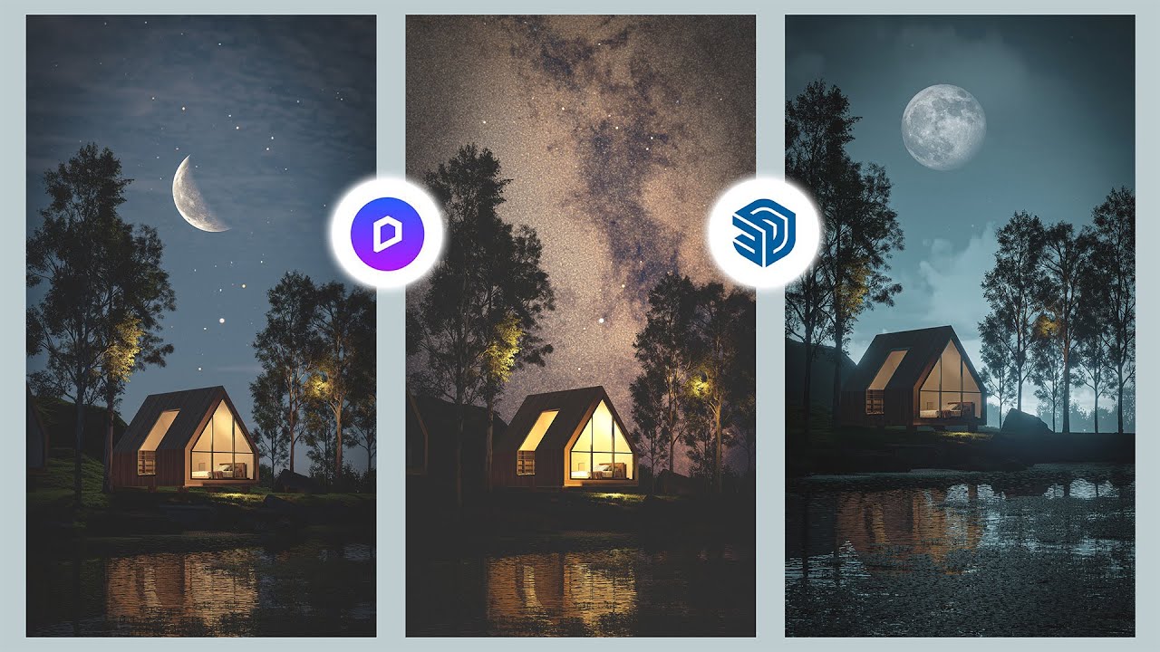 Realistic Night Scene Tutorial with D5 Render 2.10 | Milky way & Moon