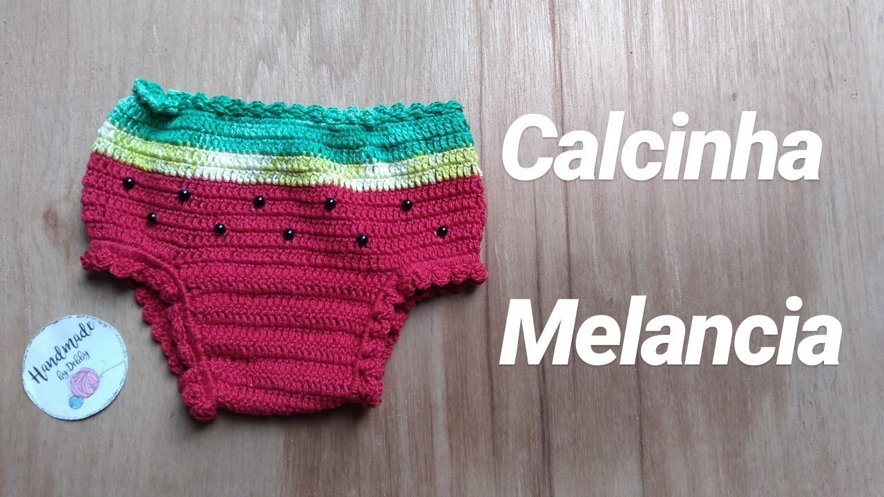 Calcinha de Crochê Melancia 3 a 6 Meses - Parte 2