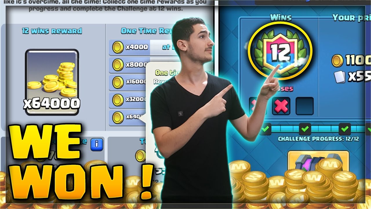 קלאש רויאל - השגנו 12 נצחונות באתגר הזהב ! | אני עשיר ?!
