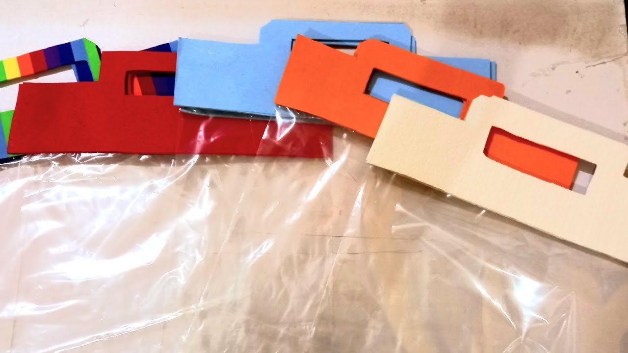 DIY-sacolas de plástico transparente alças em eva.