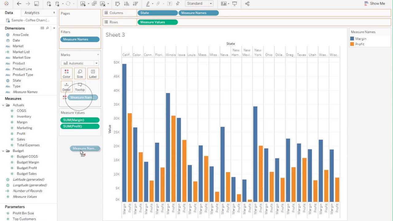 How to create a Stacked Side-by-side Bar Charts in Tableau