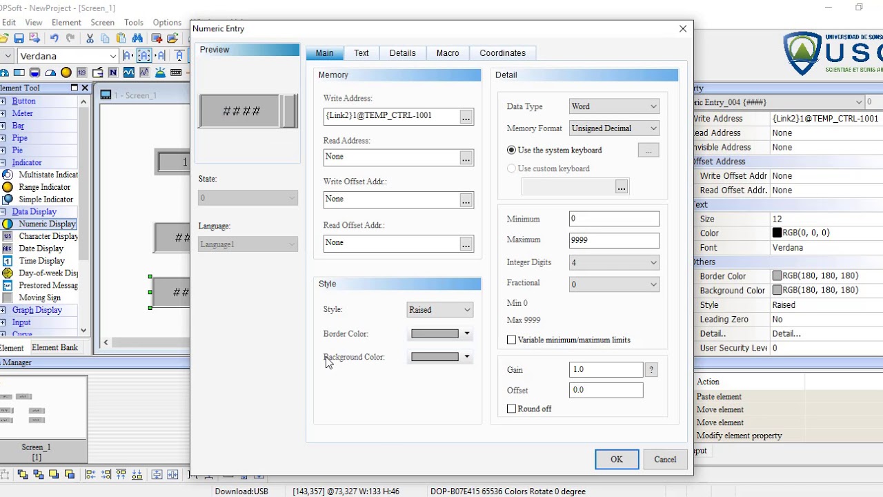 Configuración de controlador de temperatura y HMI