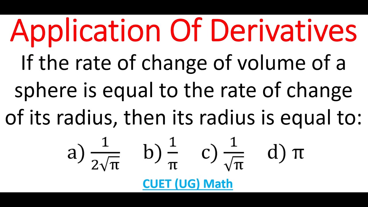 Radius Of Sphere For Which Rate Of Change Of Volume = Rate Of Change Of Radius