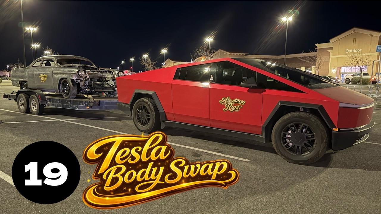 Tesla cyber truck tow vehicle? Finishing the Tesla body swapped shoebox enough for a car show.