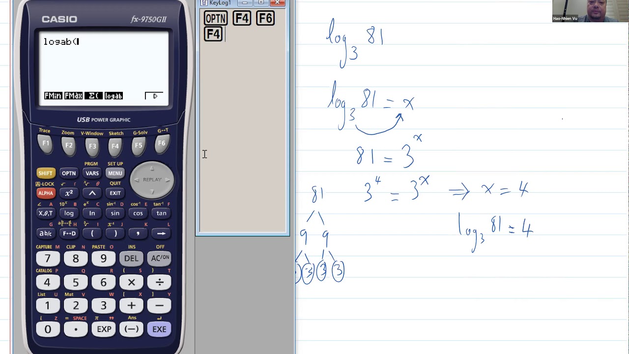 Log of any base, on Casio fx-9750GII