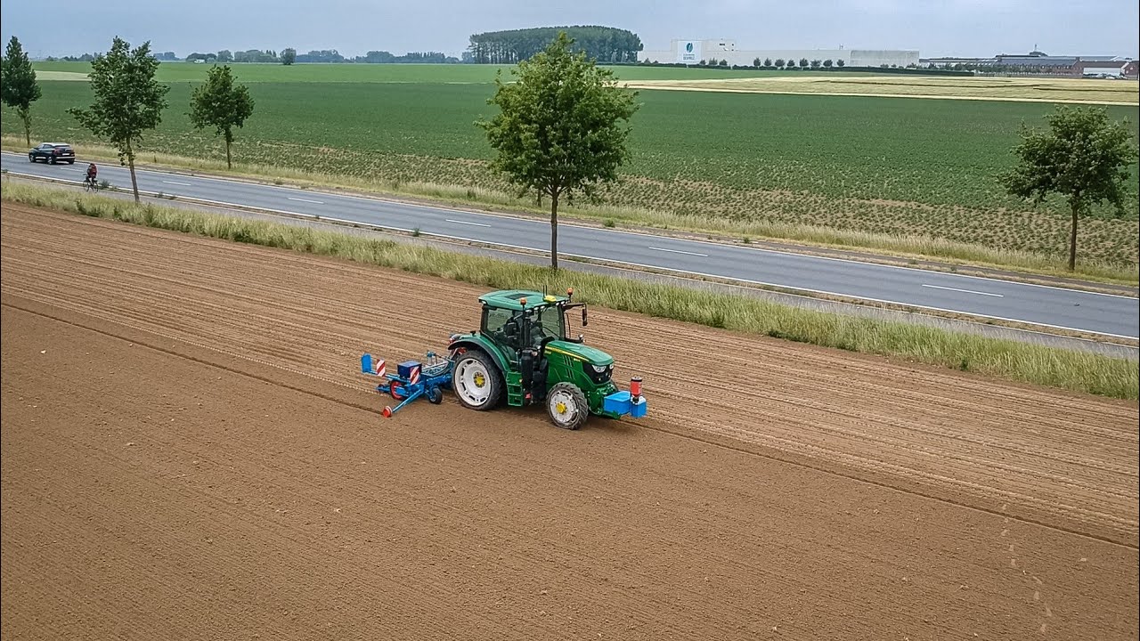 Semis d'endives - John Deere 6130R - Monosem 9 rangs
