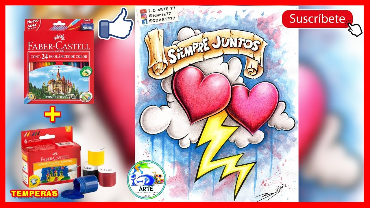 Como Pintar Corazones/Lapiz de Color/Tempera/FACIL| HOW TO PAINT A HEART
