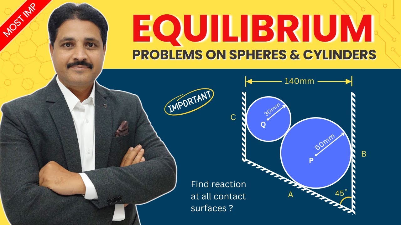 EQUILIBRIUM IN ENGINEERING MECHANICS | SPHERE AND CYLINDER PROBLEM 16  @TIKLE'S ACADEMY OF MATHS