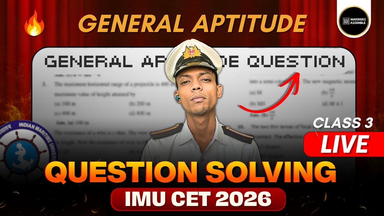 IMU CET 2026 LIVE | General Aptitude Question Solving | Class 3 | Full Concept + PYQs #imucet