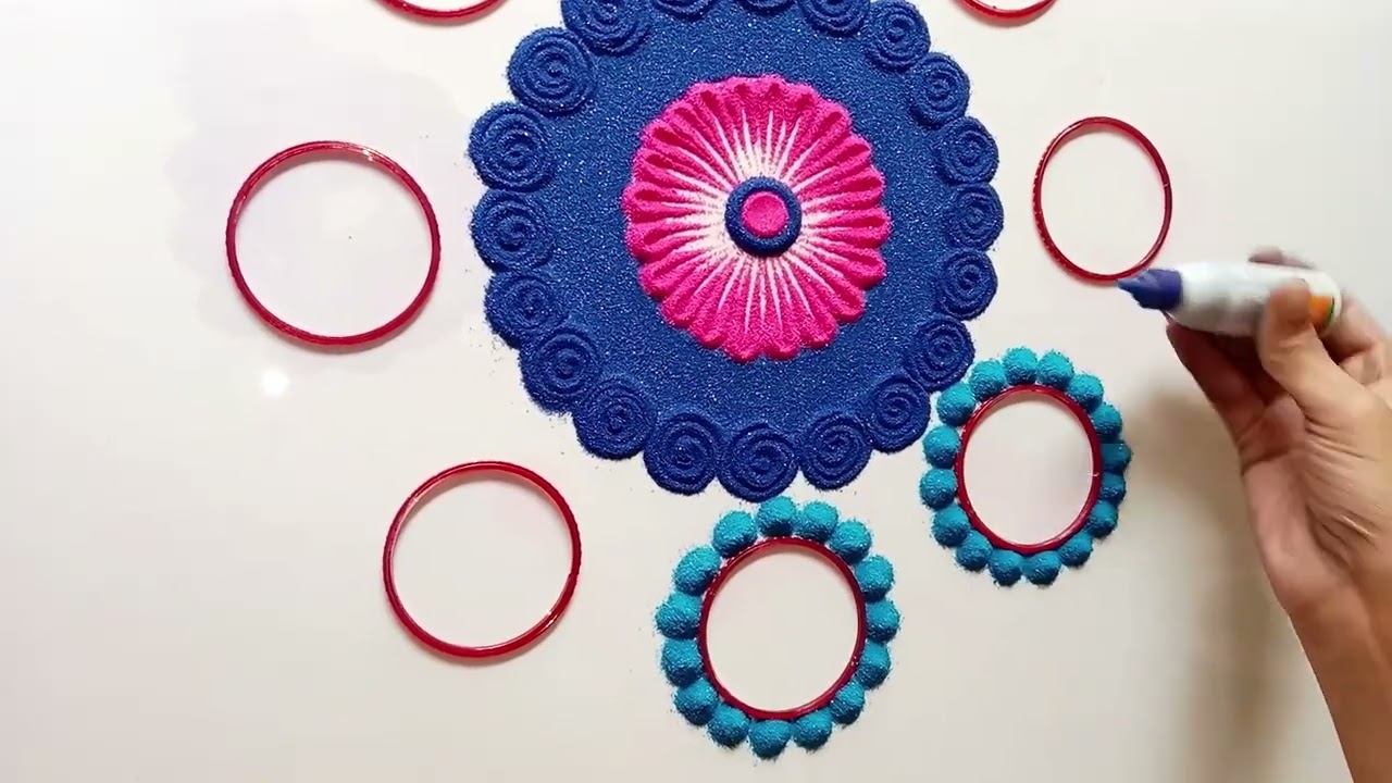 Makar Sankranti Special Rangoli 🌞🪁 | Beautiful Blue Floral Rangoli Design | Sankranti 2026