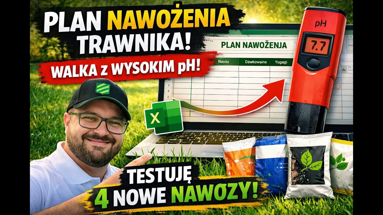 NOWA strategia nawożenia TRAWNIKA! TESTUJE 4 NOWE NAWOZY,  Wysokie pH, PLAN NAWOŻENIA 2026