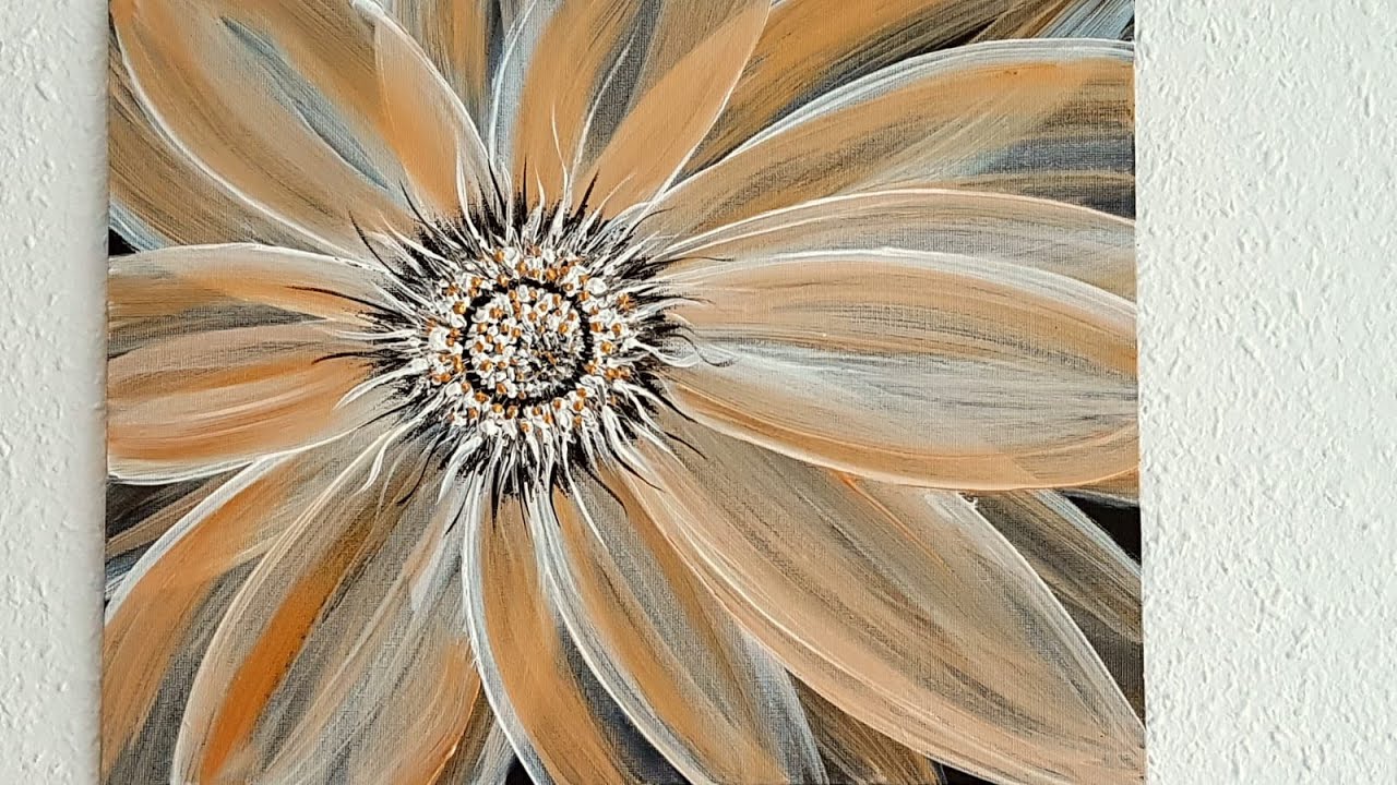 Blume Malen Acryl Weiß Gold leicht für Anfänger - Flower Acrylic Painting White Gold easy Beginners