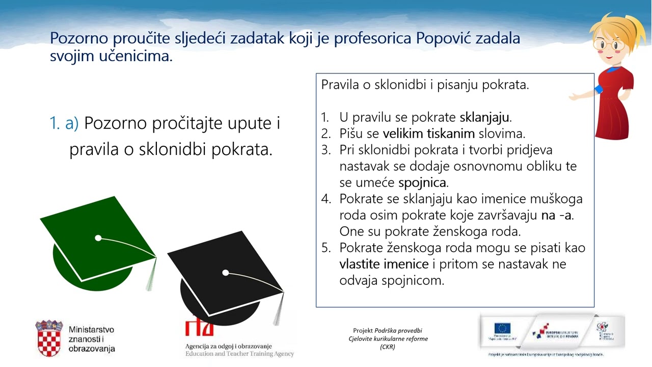 Hrvatski jezik 7. razred OŠ - Pisanje kratica i pokrata