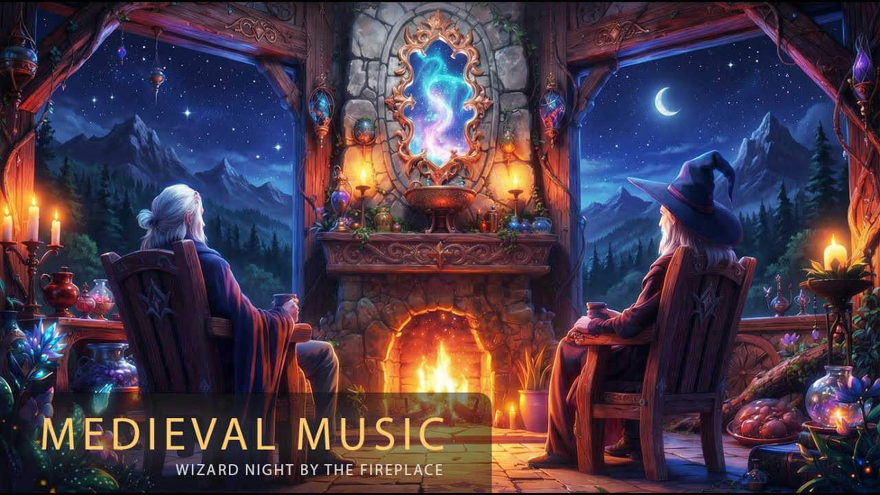 Medieval music for Relax, Study & Focus 🔮 Wizard Night by the Fireplace