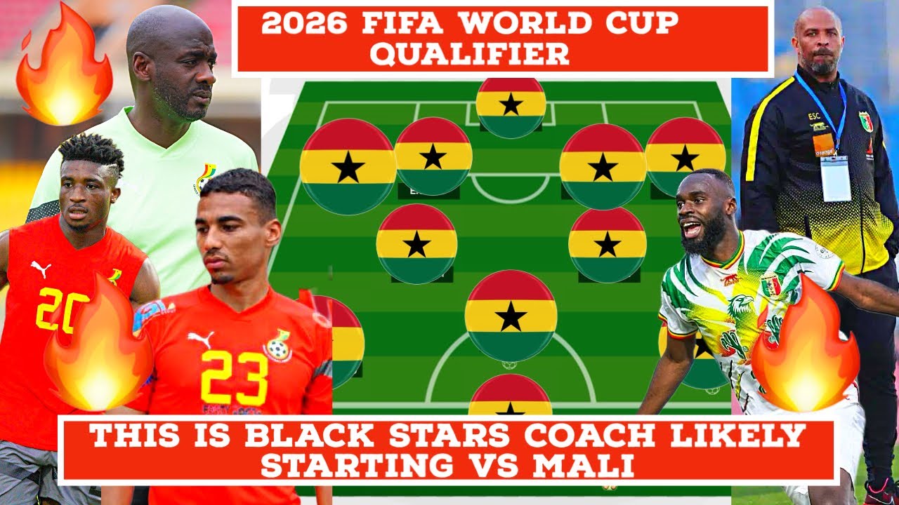 This Is Black Stars Coach’s Likely Starting 11 Vs Mali, 2026 World Cup, Big Surprises, Kudus, Djiku