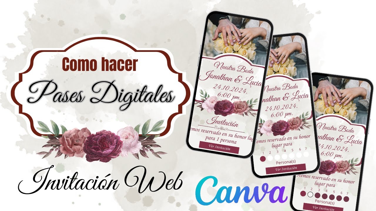 Como crear y agregar PASES DIGITALES a invitación digital Interactiva en Canva Gratis