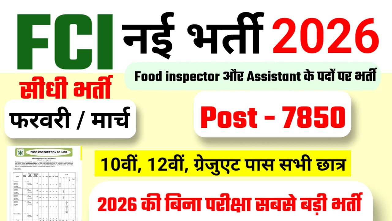 FCI recruitment 2026 | Food department recruitment 2026 | FCI vacancy 2026  #fcirecruitment2026
