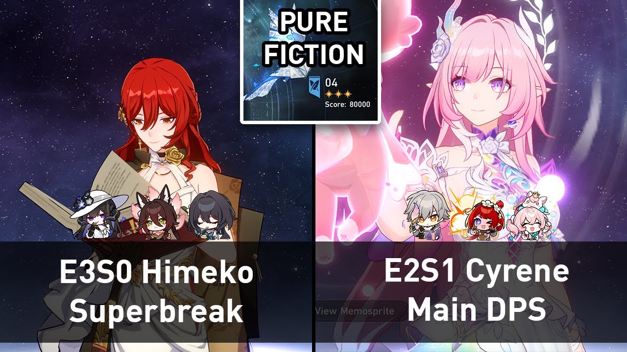 E3S0 Himeko Superbreak & E2S1 Cyrene Main DPS | Pure Fiction Floor 4 80k | Honkai: Star Rail 3.8