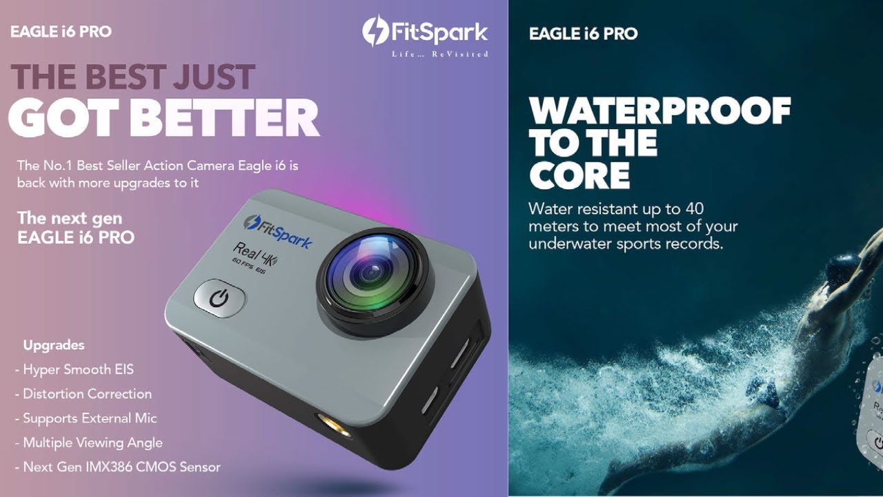 4K Action Camera | FitSpark Eagle i6 PRO Real 4K@60fps WiFi | Fit Spark Action Camera